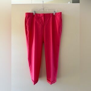 J. Crew Women's Cafe Capri Lightweight Wool Cropped Pants in Bright Pink